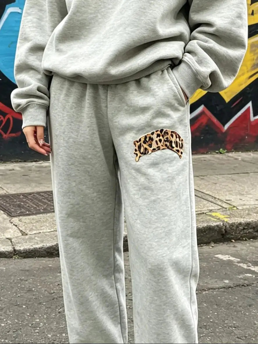 European and American Fashion Men's and Women's Printed Double Waist Sweat Pants Casual Pants Street Trendy Pants