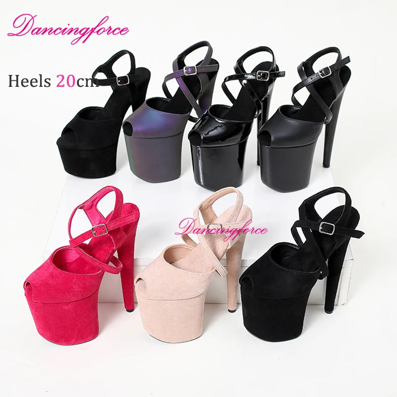 8Inches 20cm Sexy Exotic Luminous Discolored Pole Dancer Sandals Nightclub Stripper Platform Party High Heels Shoes