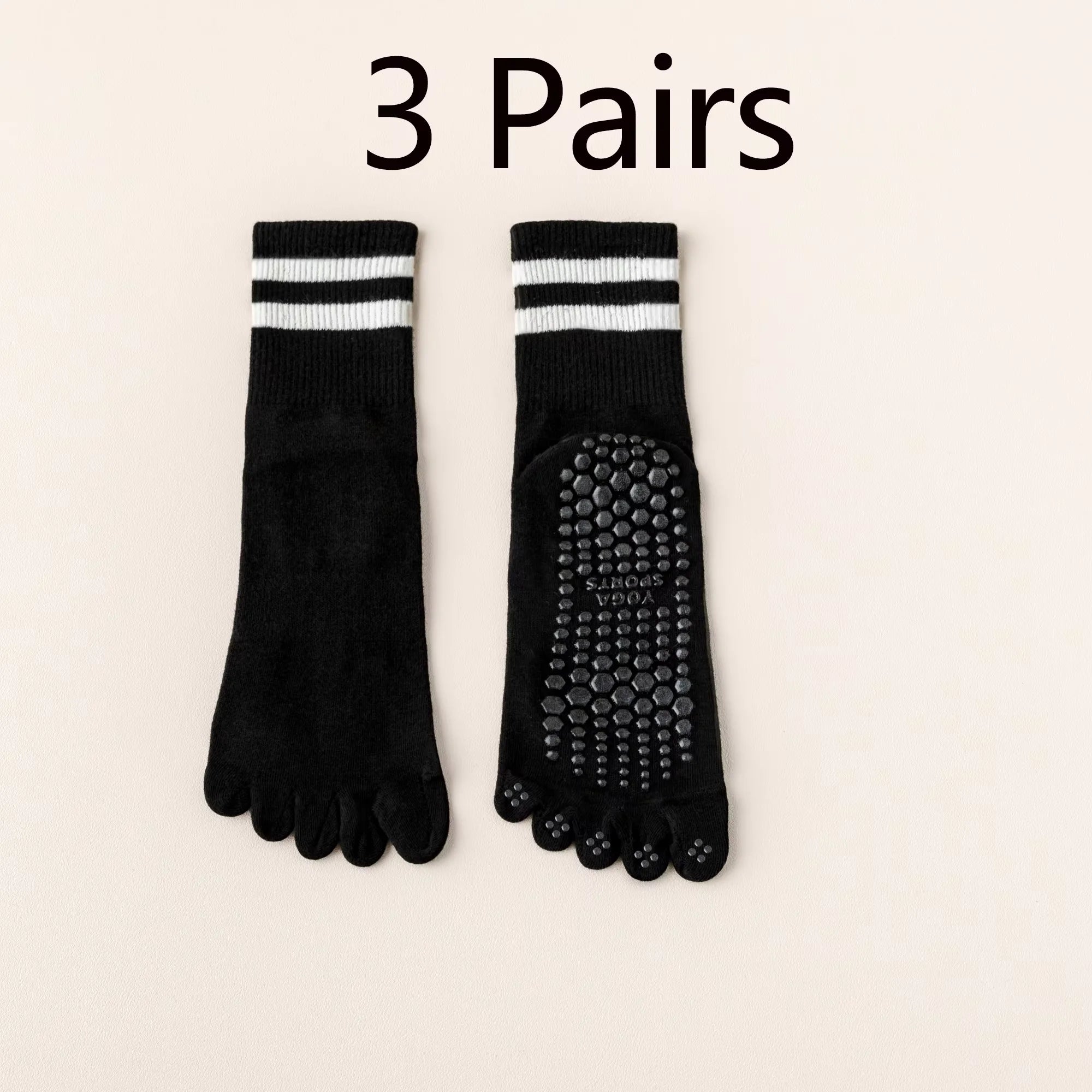 Yoga Socks for Women with Grips, Non-Slip Five Toe Socks for Pilates, Barre, Ballet, Fitness