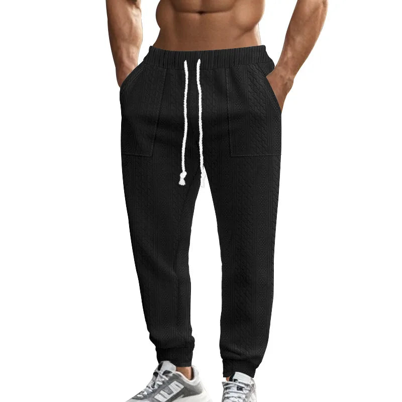Men's Solid Color Sweatpants American Style Casual Pants Autumn Winter Home Wear Elastic Belt Soft and Comfortable Jogging Pants