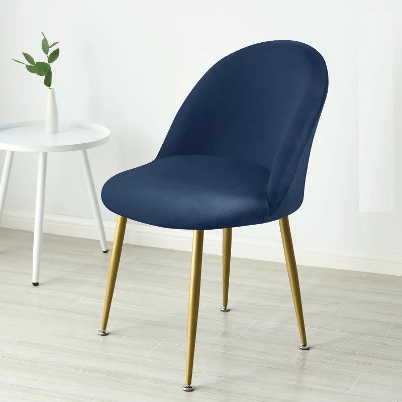 Soft Velvet Chair Cover Duckbill Curved Dining Chair Slipcover Low Back Thick Stretch Seat Covers for Living Room Kitchen Hotel