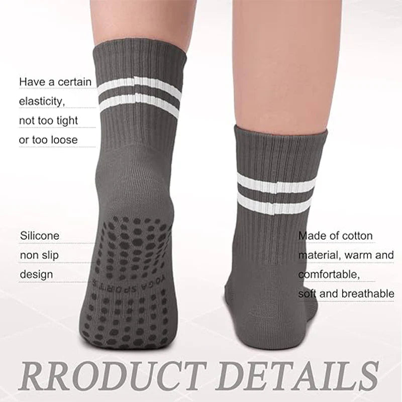 5 Pairs Pilates Socks for Women Yoga Socks Pure Cotton Non Slip Silicone Grips Indoor Sport Fitness Pilates Yoga Gym Dance Socks