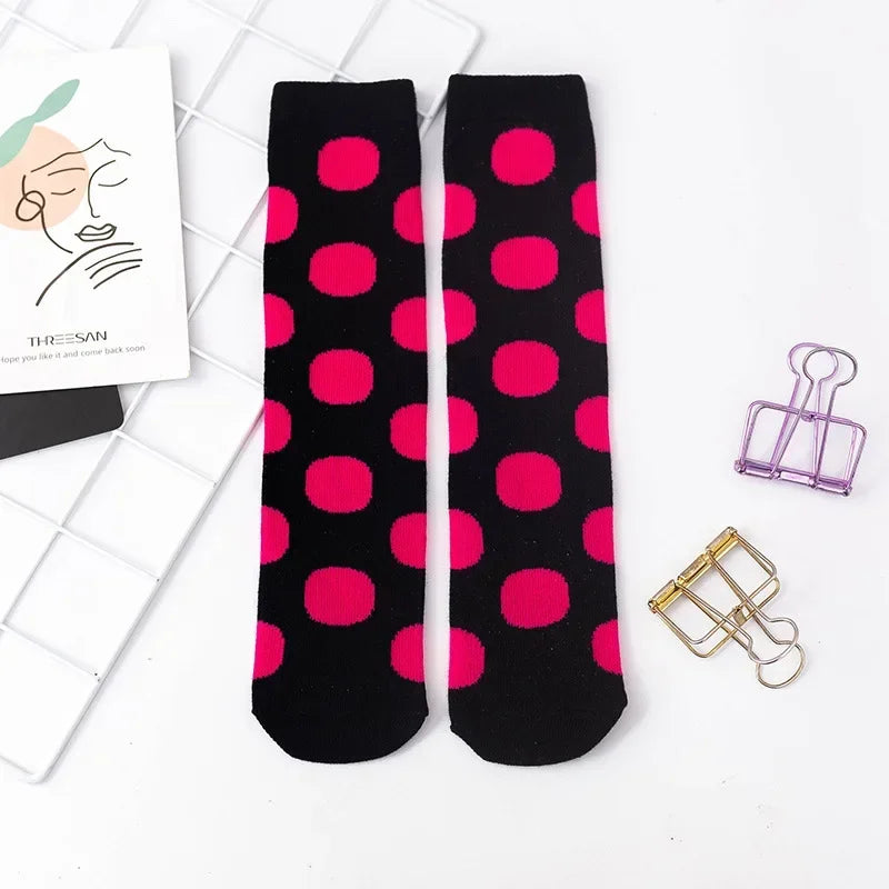 Girl Long Knee Socks New 1-12 Y Child Socks Autumn Winter Color Matching Dot Children's Pile Student Kids Boys Girls Tube Sock