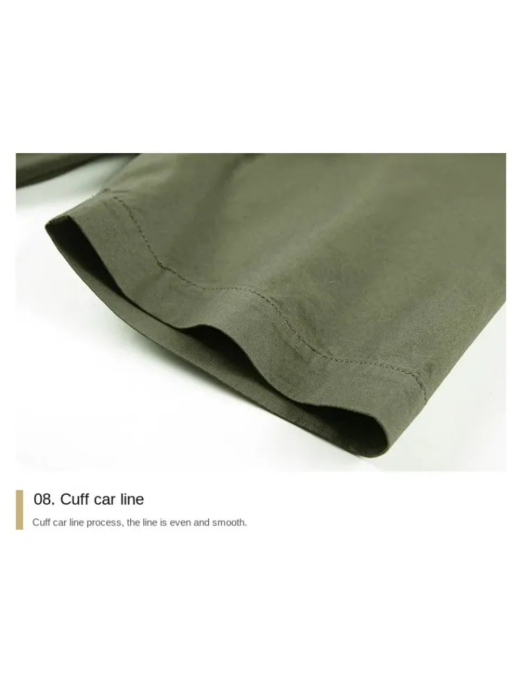 Summer Short Sleeve Shirt Men 100 Cotton Refreshing Breathable Sweat Absorbing Shirt Climbing Work Clothes Pocket Fishing Shirt