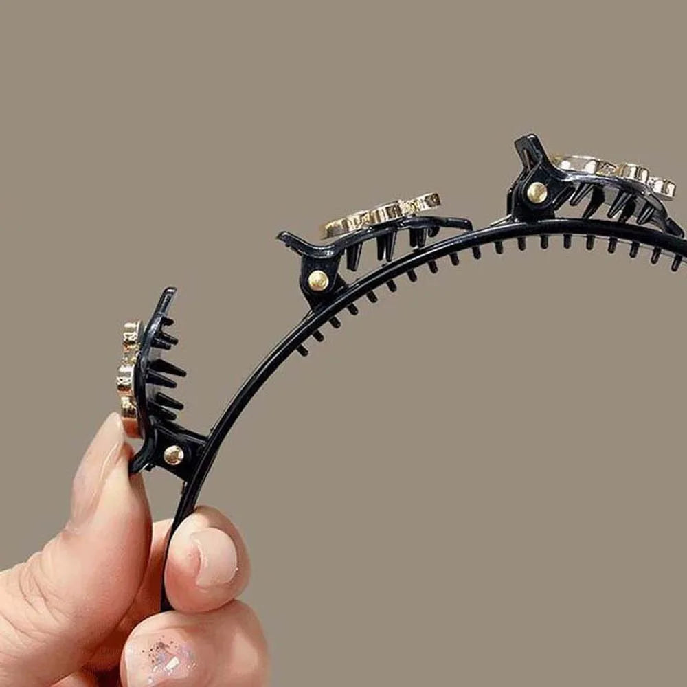 Hair Accessories Elegant Hair Bands with Clips Sweet Shiny Women Butterfly Hair Hoop Headwear Hair Weaving Tool Hairband Party