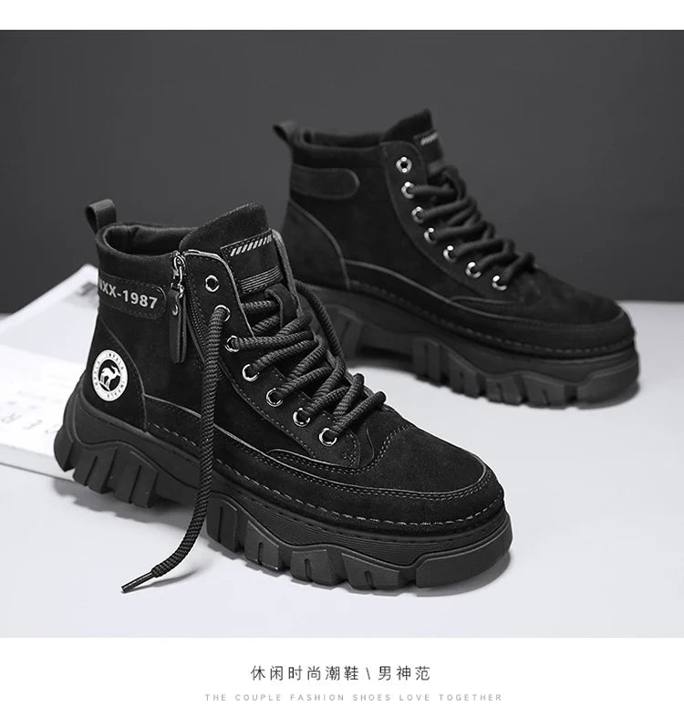 High-top boots, British workwear motorcycle shoes, versatile casual shoes, trendy outdoor shoes
