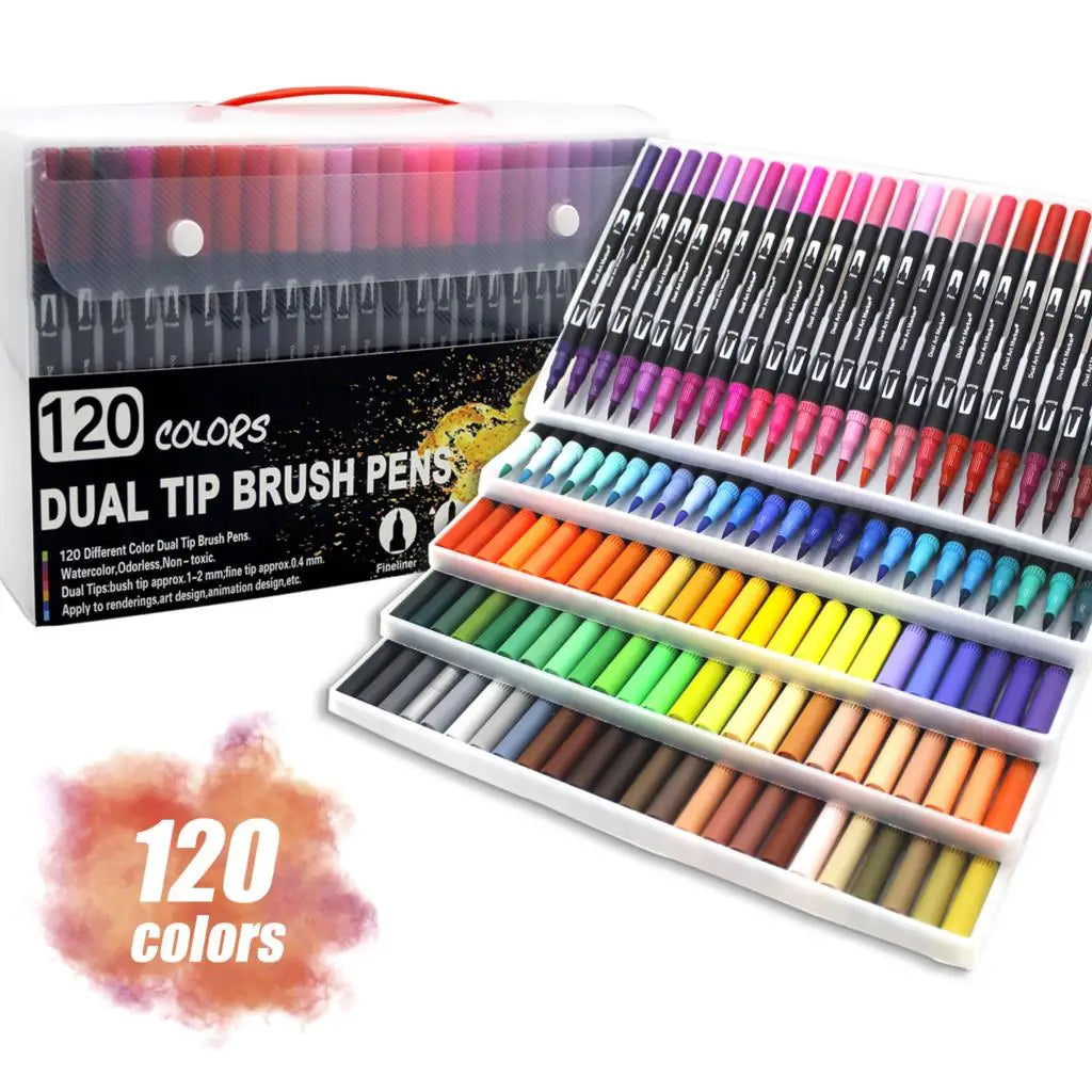 12/24/36 120 Colors Double Ends Manga Art Brush Pen Set Pencil Watercolor Art Markers Fineliner Calligraphy Pens Art Supplies