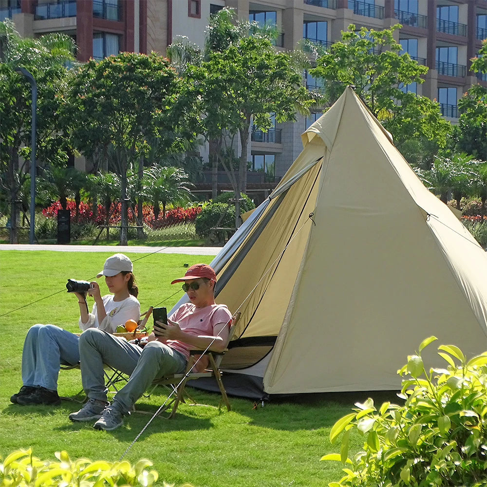 Indian Tent Outdoor Waterproof Tipi Tent 4 Person Yurt Family Mongolian Large Teepee Camping for Adults Pyramid Double Layer