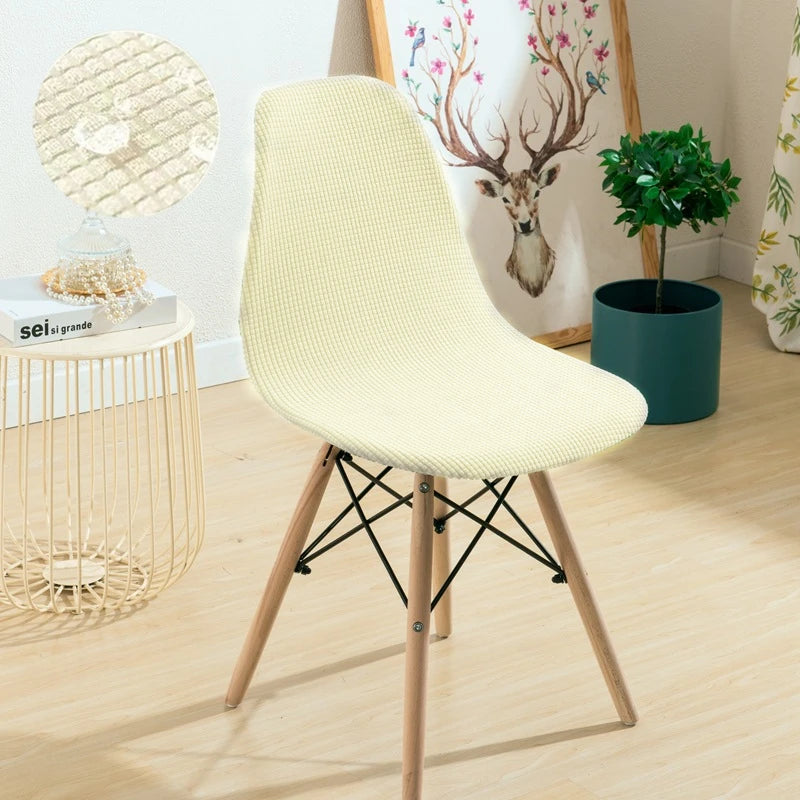 Jacquard Waterproof Shell Chair Cover Short Back Scandinavian Chair Covers Adjustable Dining Room Seat Covers for Bar Party