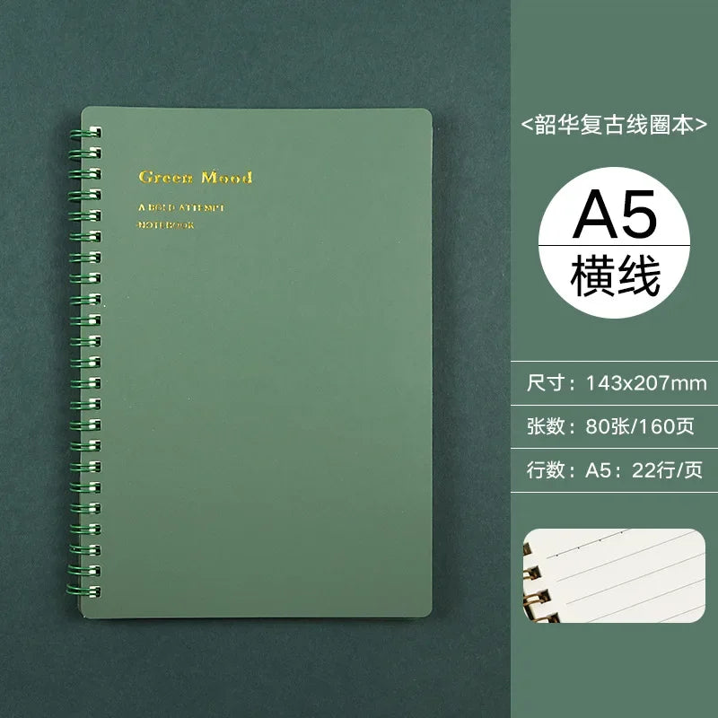 A5/B5/A6 Classical PP Coil Line Grid Spiral Notebook Journals Morandi Basic Diary Weekly Planner Book School Stationery