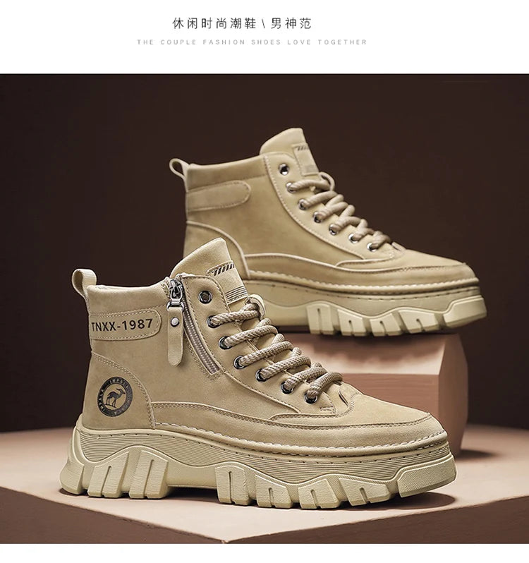 High-top boots, British workwear motorcycle shoes, versatile casual shoes, trendy outdoor shoes