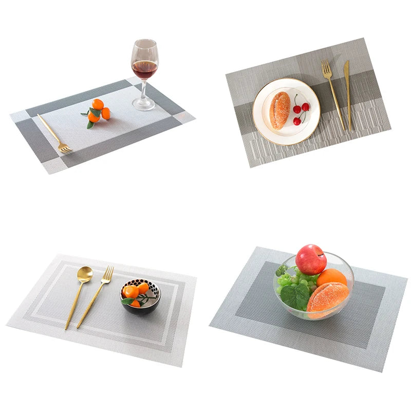 4/6Pcs Table Mat Set Non-Slip Bowl Pad Coaster Set Washable PVC Dining Table Placemats Modern Home Decoration Accessories
