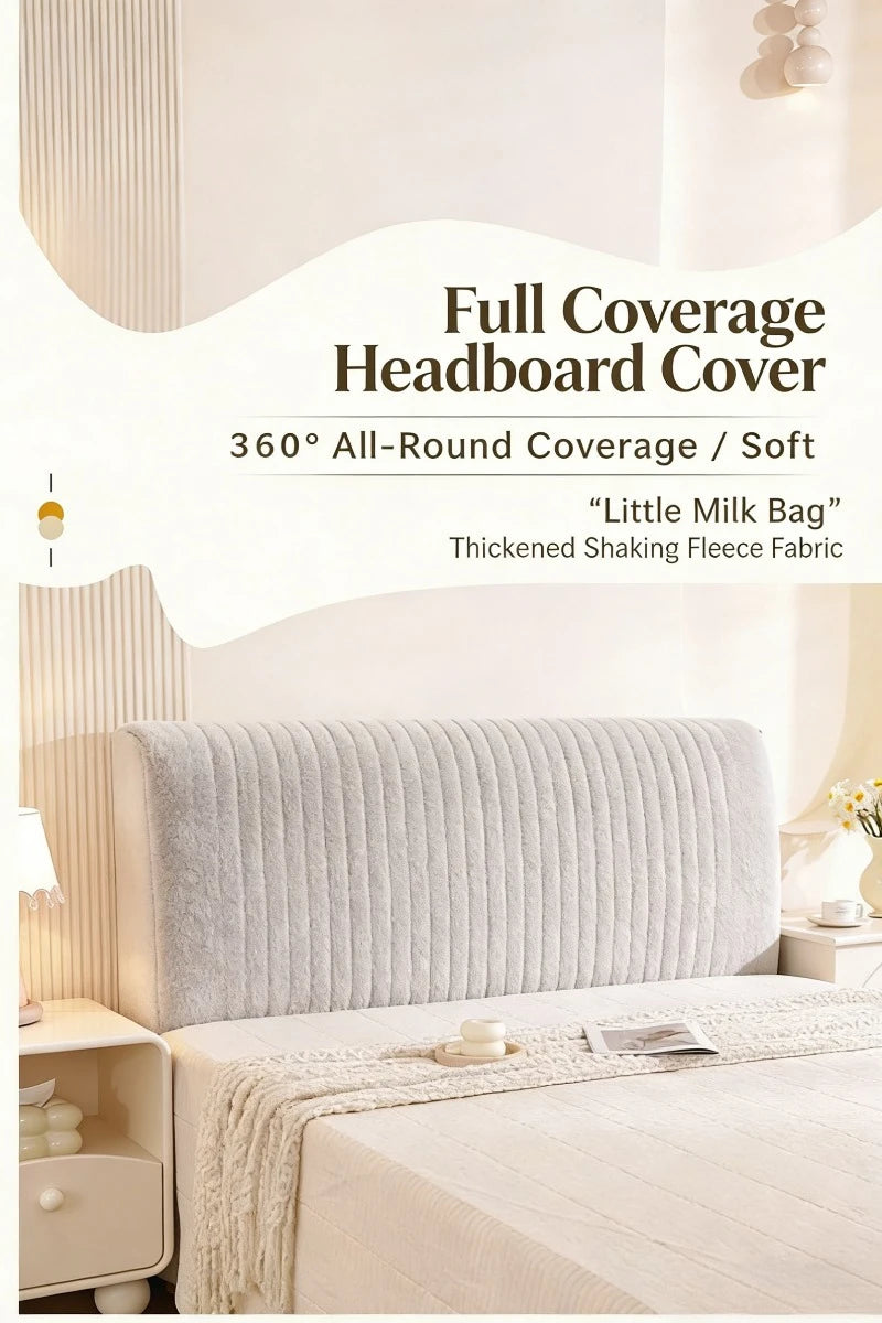 High Elasticity Headboard Cover Solid Color Double Bed Backrest Cover Autumn Winter Warm and Dustproof Cover Machine Washable