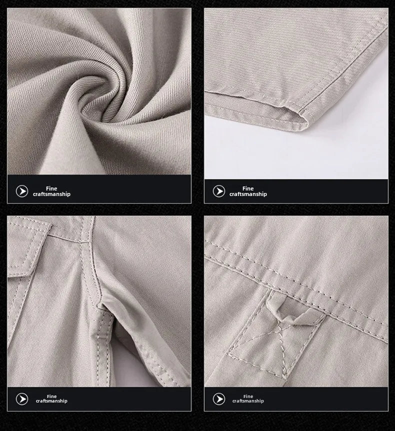2025 New Shirts Men's Summer Casual 100 Cotton Multi-Pocket Short Sleeve Coat Outdoor Cycling Work Camping Single-breasted Shirt