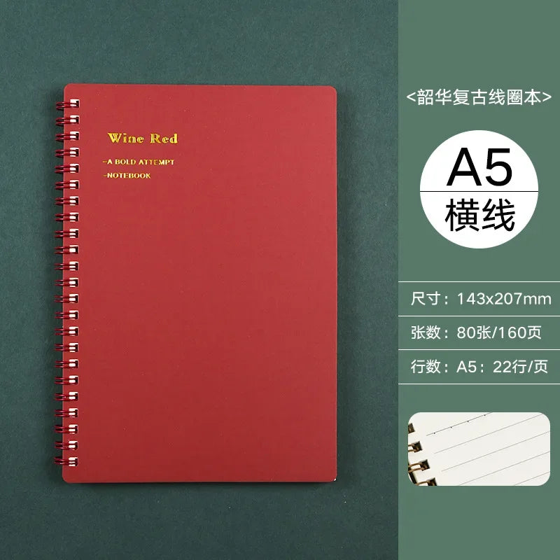 A5/B5/A6 Classical PP Coil Line Grid Spiral Notebook Journals Morandi Basic Diary Weekly Planner Book School Stationery