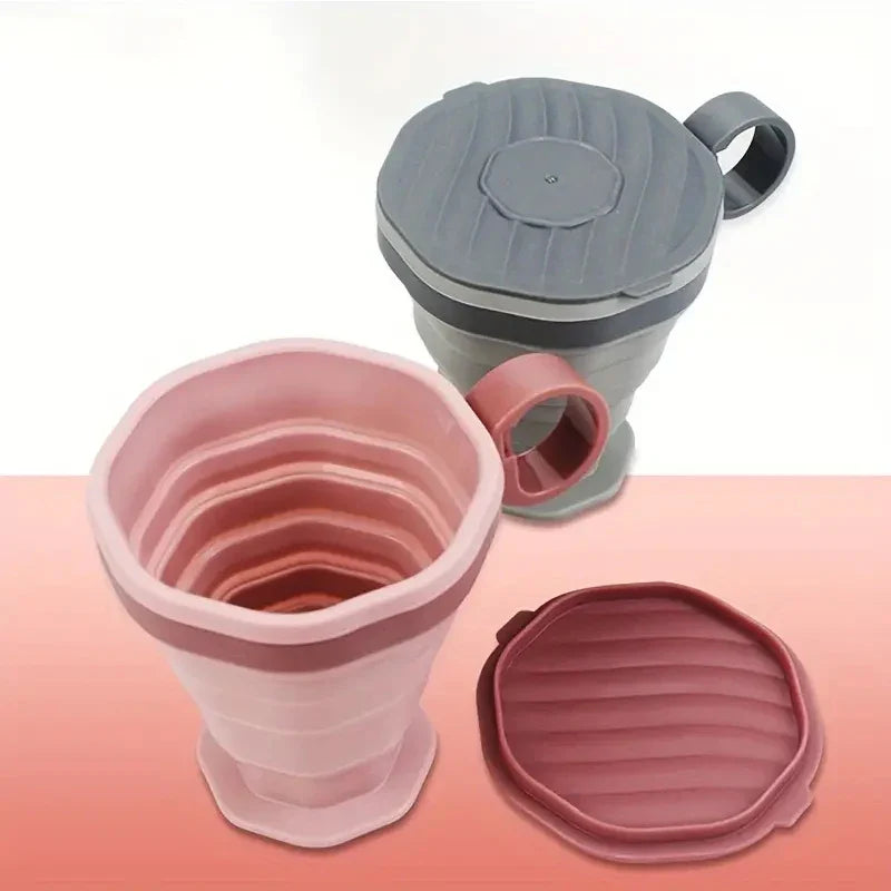 NEW 1/2Pc Foldable Coffee Cup With Handle And Lid,Creative Portable Water Cup,Travel Camping Hiking Cycling Kitchen Accessories