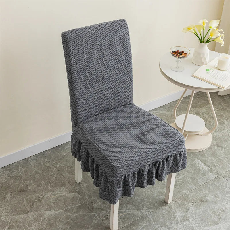 Skirt Dining Chair Cover Jacquard Elastic Soft Seat Cover Anti-dirty Stool Slipcover Suitable for Kit Pet Room Living Home Decor
