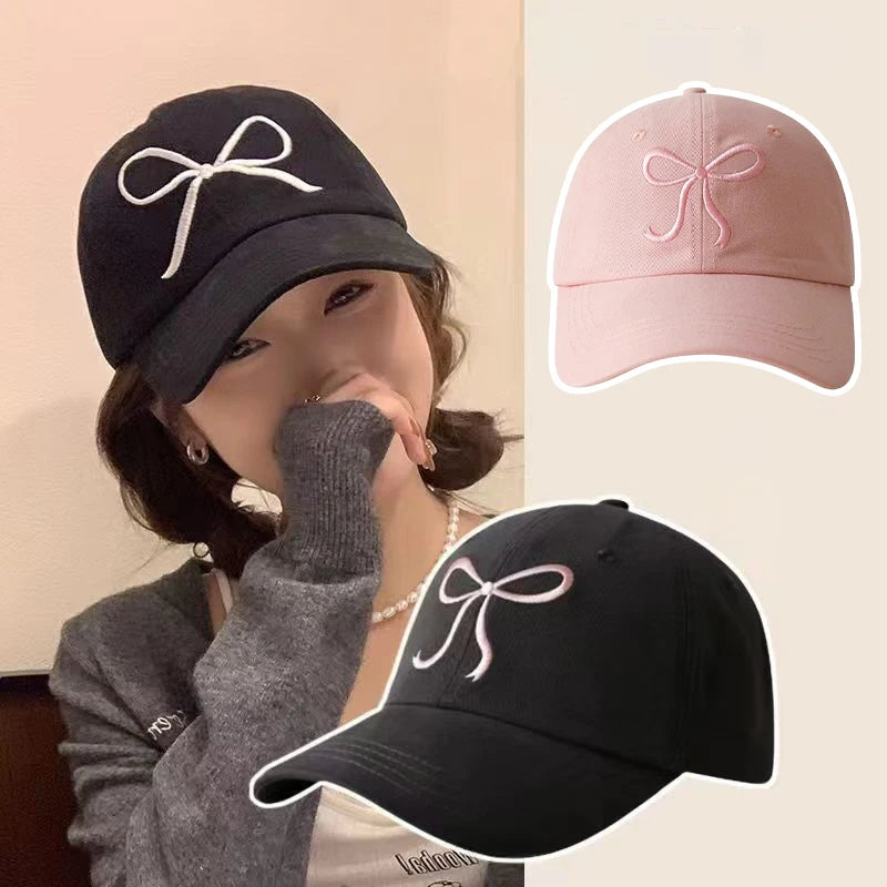 Sweet Bowknot Baseball Cotton Adjustable Snapback Hat Spring Autumn Embroidery Women's Cap Outdoor Casual Sun Hat Visors Hat