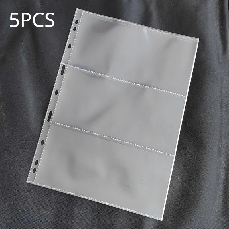 Money Banknote Paper Money Album Page Collecting Holder Sleeves 3-slot Loose Leaf Sheet Album Protection for Stamps Currency