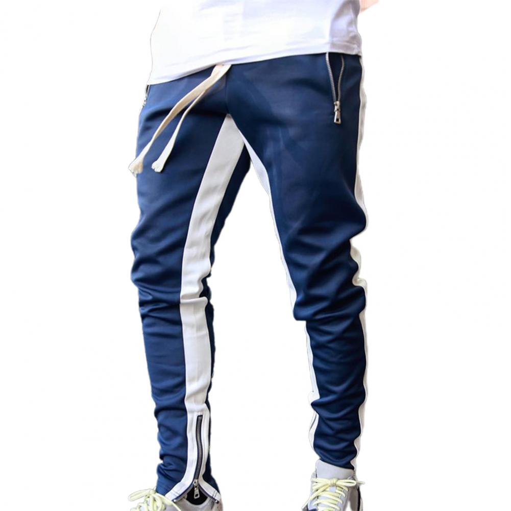 Men Sweatpants Drawstring Side Zipper Joggers Pants Skinny Male Trousers Gyms Tracksuits Hip Hop Sportswear Jogging Sport Pants