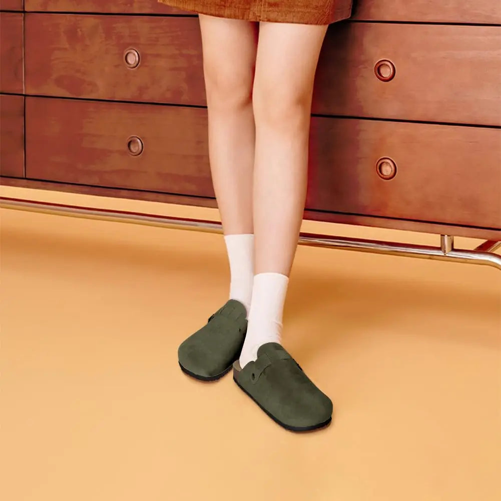 KIDMI Suede Clogs for Women Men Mules Cork Footbed Sandals With Arch Support Fashion Nonslip Outdoor Beach Slippers Home Shoes