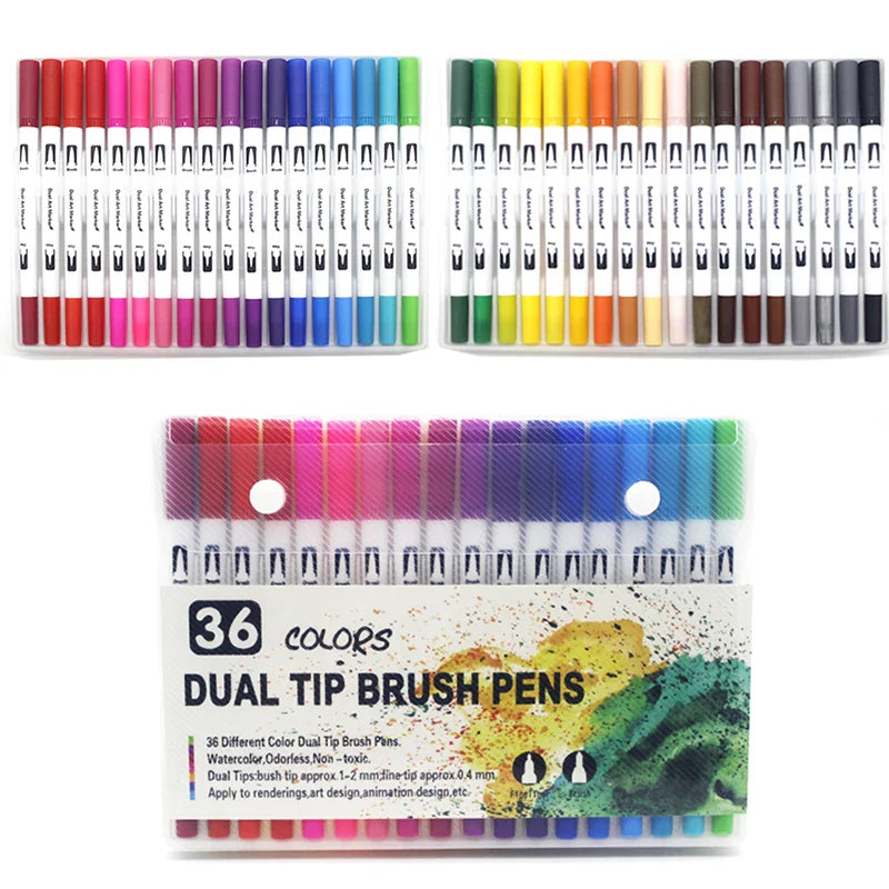 12/24/36 120 Colors Double Ends Manga Art Brush Pen Set Pencil Watercolor Art Markers Fineliner Calligraphy Pens Art Supplies