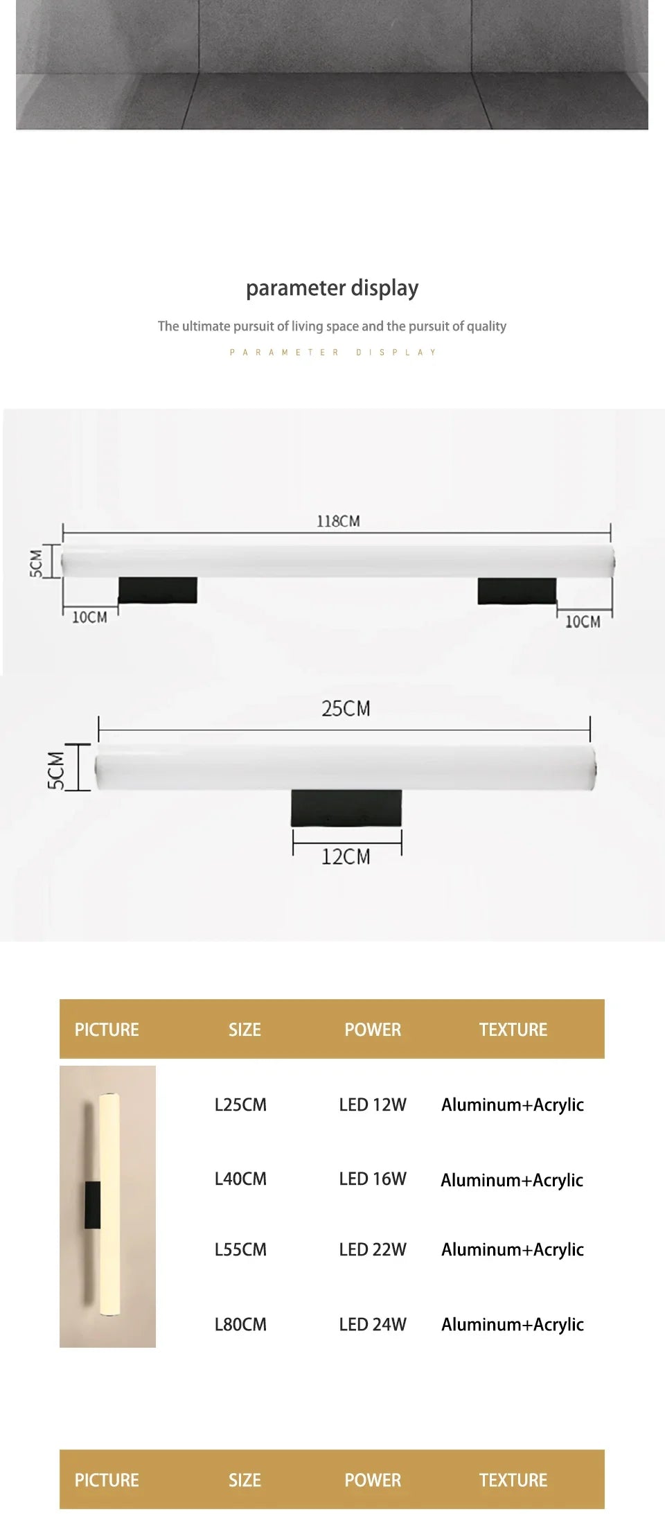 Wall Lamps Bathroom Led Mirror Light Waterproof 12W 16W 22W AC85-265V LED Tube Modern Wall Lamp Bathroom Lighting