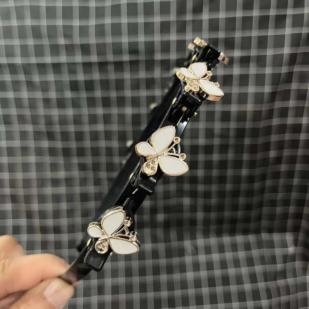 Hair Accessories Elegant Hair Bands with Clips Sweet Shiny Women Butterfly Hair Hoop Headwear Hair Weaving Tool Hairband Party