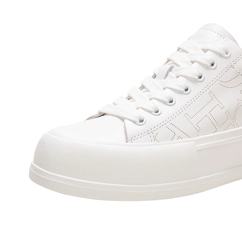 CHCH Women's Sports Shoes New Casual And Comfortable White Shoes Thick-Soled Genuine Leather Wear-Resistant Sports Shoes