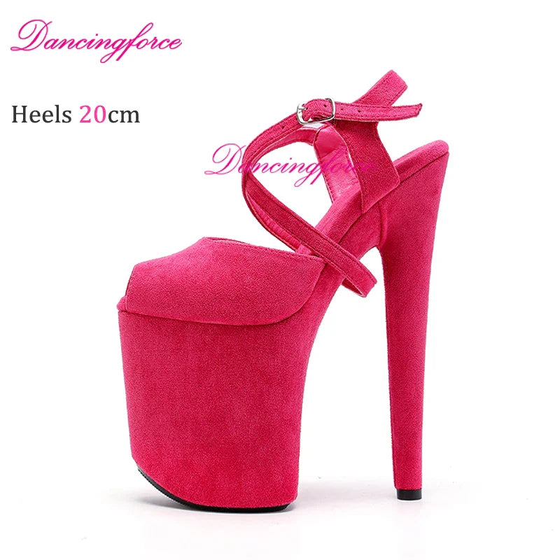 New Cross Straps 20cm 8inches Suede Upper Fashion Sexy Exotic High Heel Platform Party Women Sandals Pole Dance Shoes