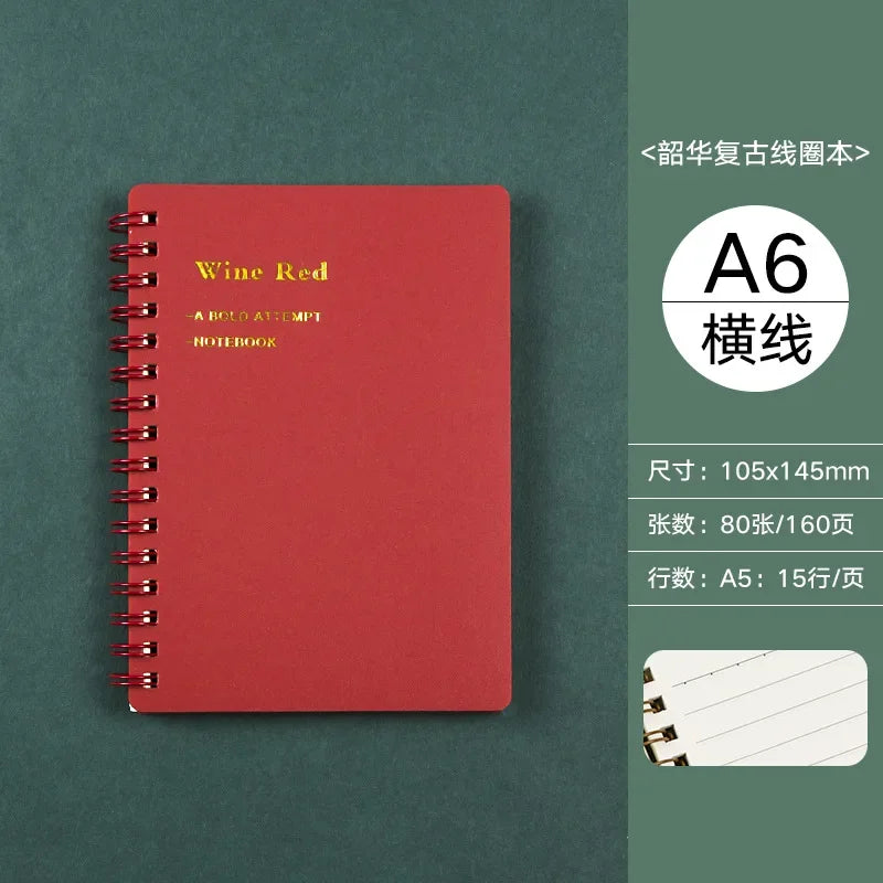 A5/B5/A6 Classical PP Coil Line Grid Spiral Notebook Journals Morandi Basic Diary Weekly Planner Book School Stationery