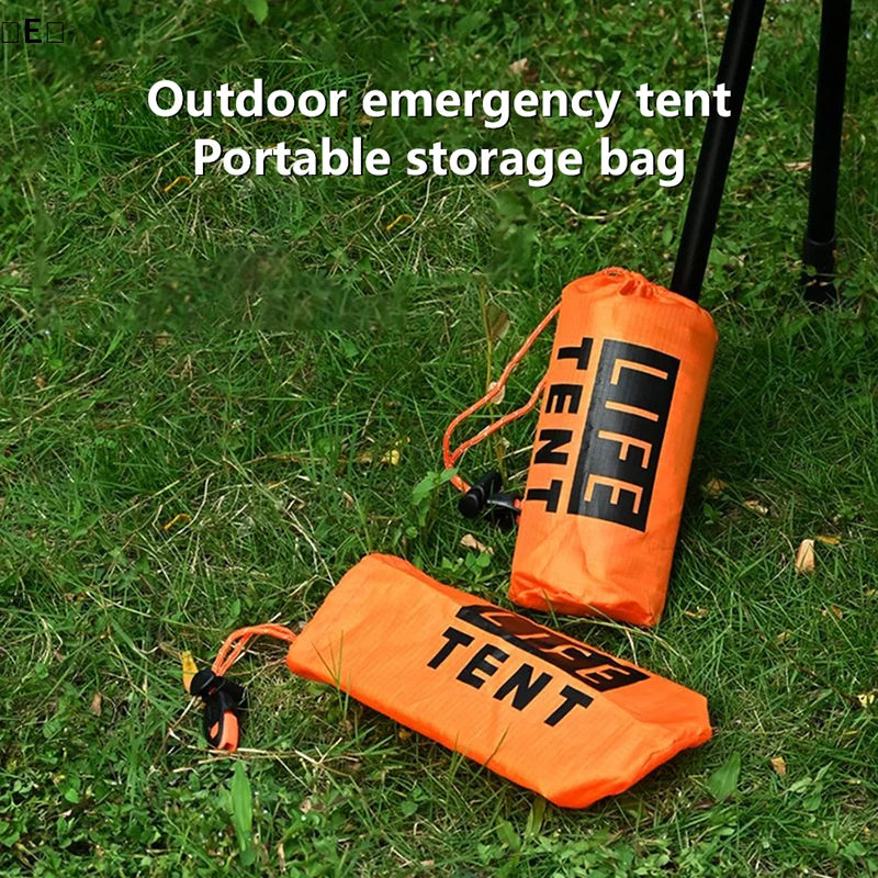 〔E〕Outdoor Insulated Emergency Tent Waterproof Emergency Life Saving Insulated Tent Includes Life Whistle Ripstop TentPouch
