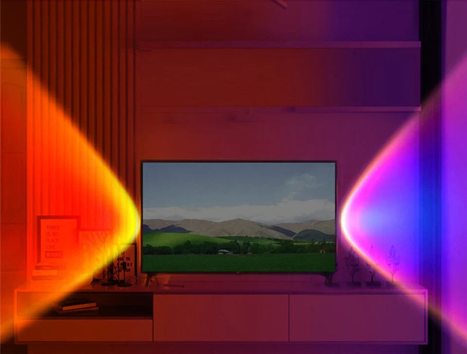 USB Sunset Projection Lamp Rainbow Atmosphere Night Light Sunset Light for Photography Selfie Coffee Store Live Wall Decoration