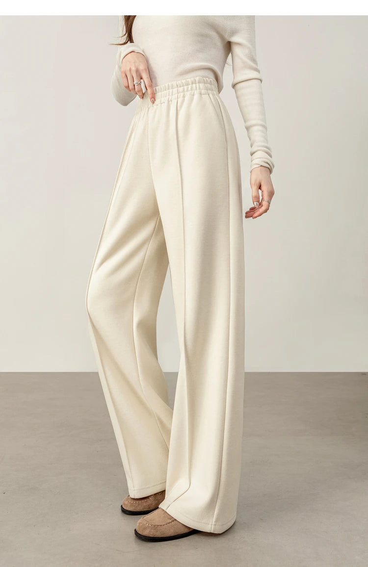 SENTUBILA Knit Sweat Pants for Women 2026 Autumn Winter Acetate Wool Silk Blend Trousers Casual Versatile Bottoms 154K80280