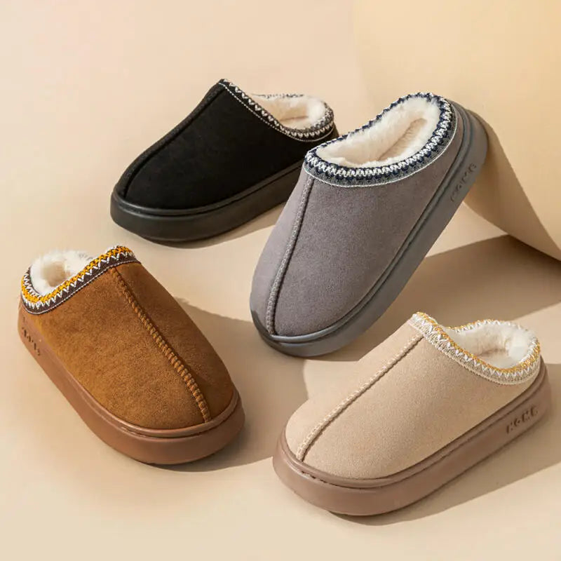 winter 2024 warm fluffy Woman slippers soft bottom non slip thick plush clogs women Casual Platform House inddor Shoes slides 45