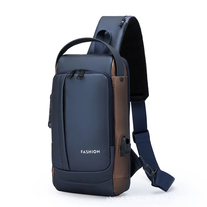 Men Anti Theft Chest Bag Shoulder Bags USB Charging Crossbody Package School Short Trip Messengers Bags Men's Oxford Sling Pack