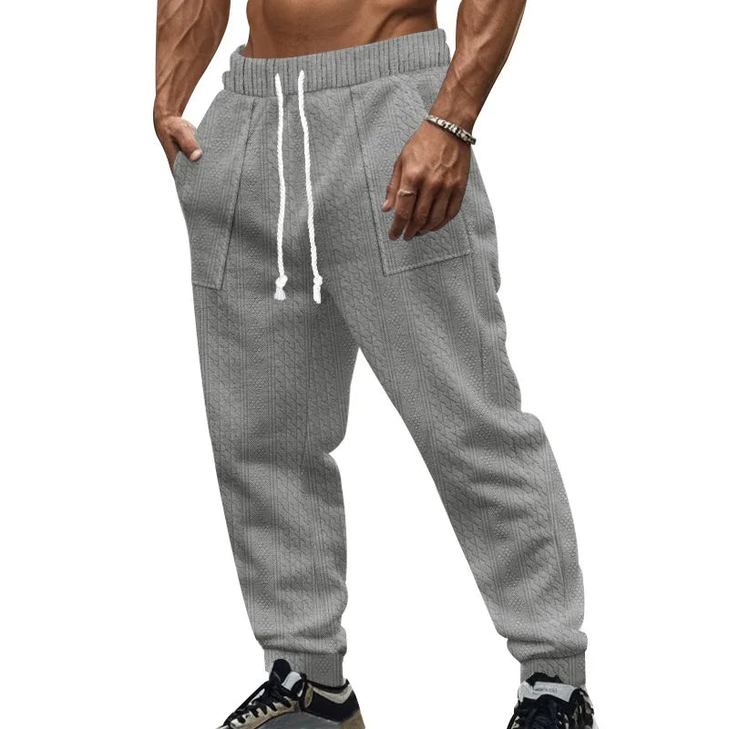 Men's Solid Color Sweatpants American Style Casual Pants Autumn Winter Home Wear Elastic Belt Soft and Comfortable Jogging Pants