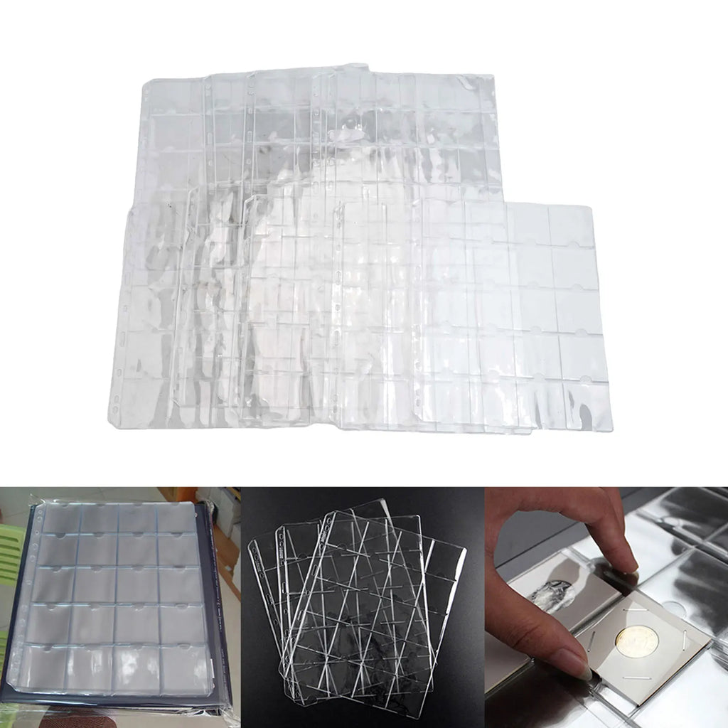 Page Coin Holder Sheet Clear Organization 1/10 Sheet For 50mm Coins For Coin Collection PVC Page Album Practical
