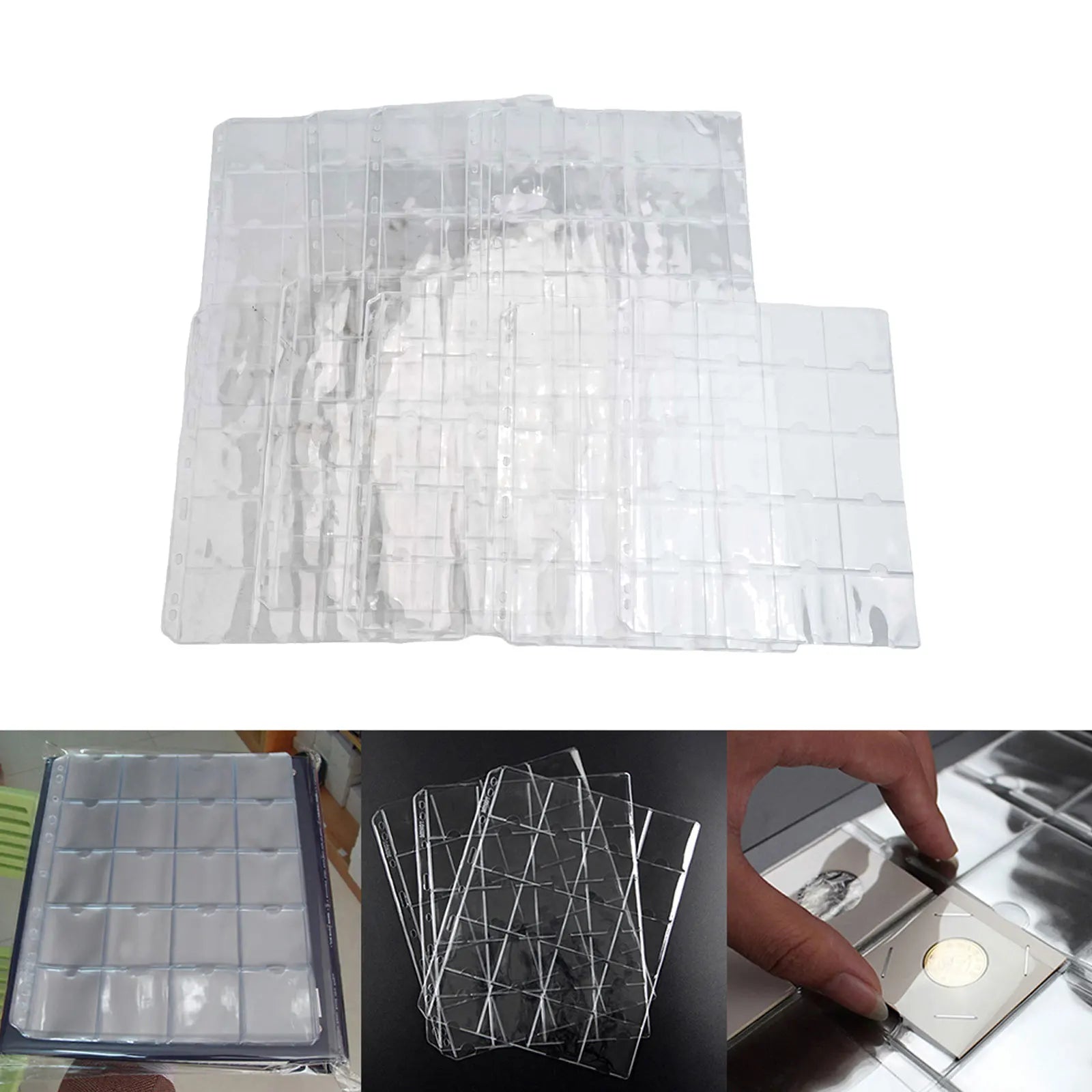 Page Coin Holder Sheet Clear Organization 1/10 Sheet For 50mm Coins For Coin Collection PVC Page Album Practical