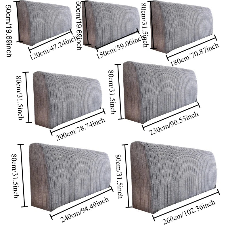 High Elasticity Headboard Cover Solid Color Double Bed Backrest Cover Autumn Winter Warm and Dustproof Cover Machine Washable
