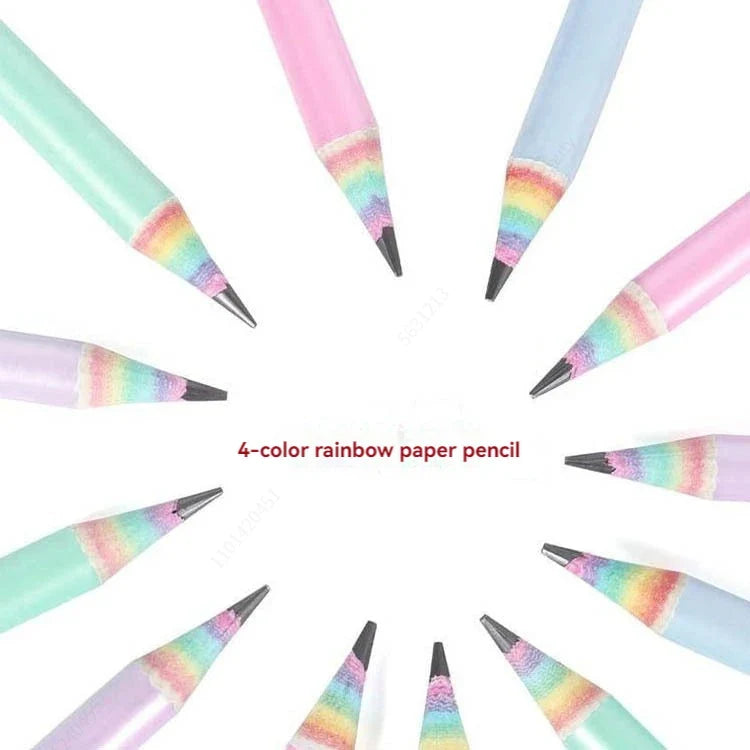 6-8pcs/set Rainbow Paper Pencil HB Environmentally Friendly for Creative Simplefor Writing and Painting Pencil School Stationery