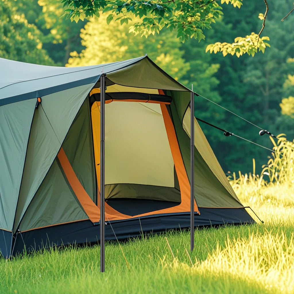 Tent Poles Camping Poles for Tarp Awning Canopy Shelter Sun Sail Tarpaulin Headroom Galvanized Steel Adjustable Telescoping Rods