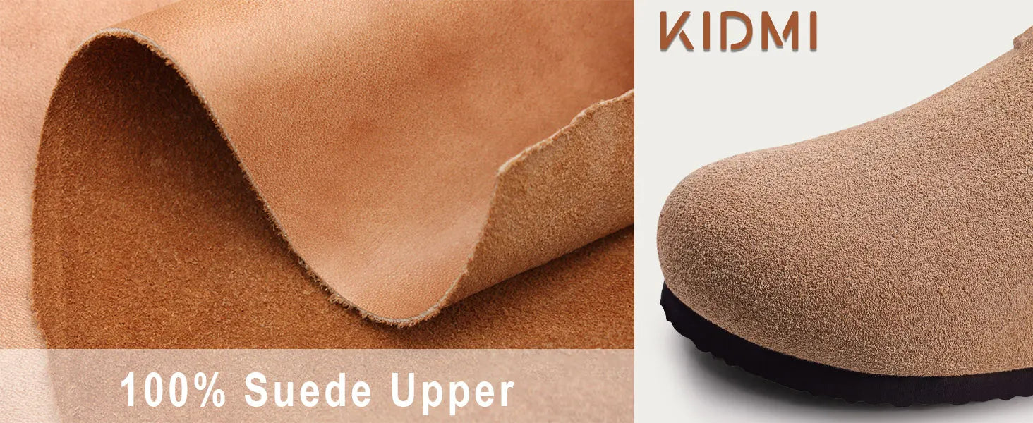 KIDMI Suede Clogs for Women Men Mules Cork Footbed Sandals With Arch Support Fashion Nonslip Outdoor Beach Slippers Home Shoes