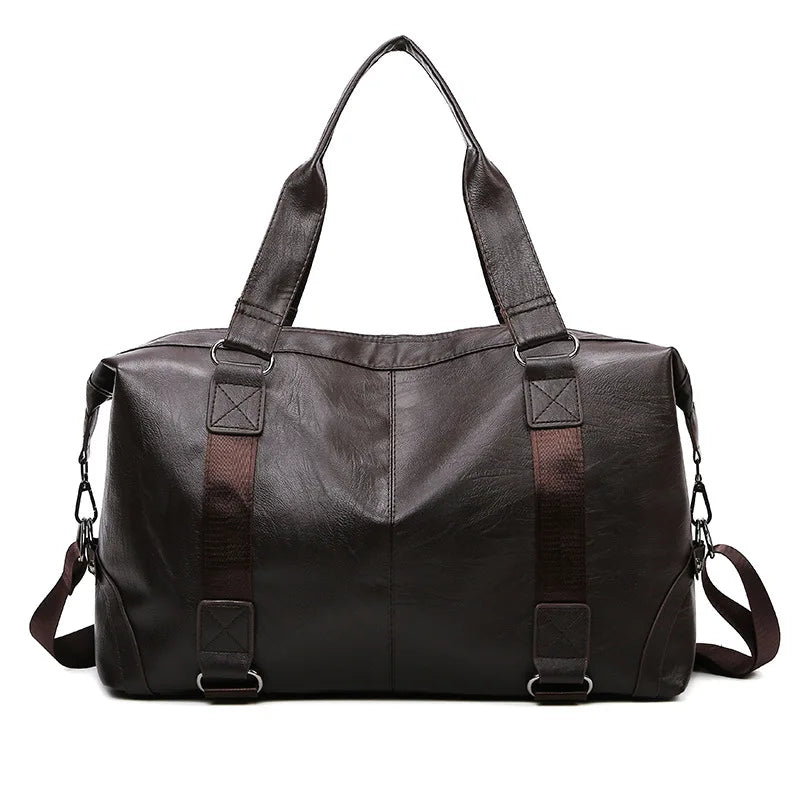 2023 New Men's Business PU Travel Handbag Soft Leather Texture Shoulder Bag Sports TrainingLarge Capacity Handheld Crossbody