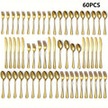 60pcs, Stainless Steel Flatware Set Black Silverware Mirror Polished Cutlery Set Birthdays Independence Day Dishwasher Safe