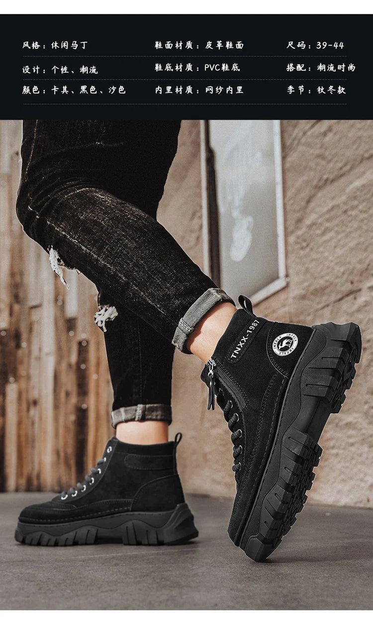 High-top boots, British workwear motorcycle shoes, versatile casual shoes, trendy outdoor shoes