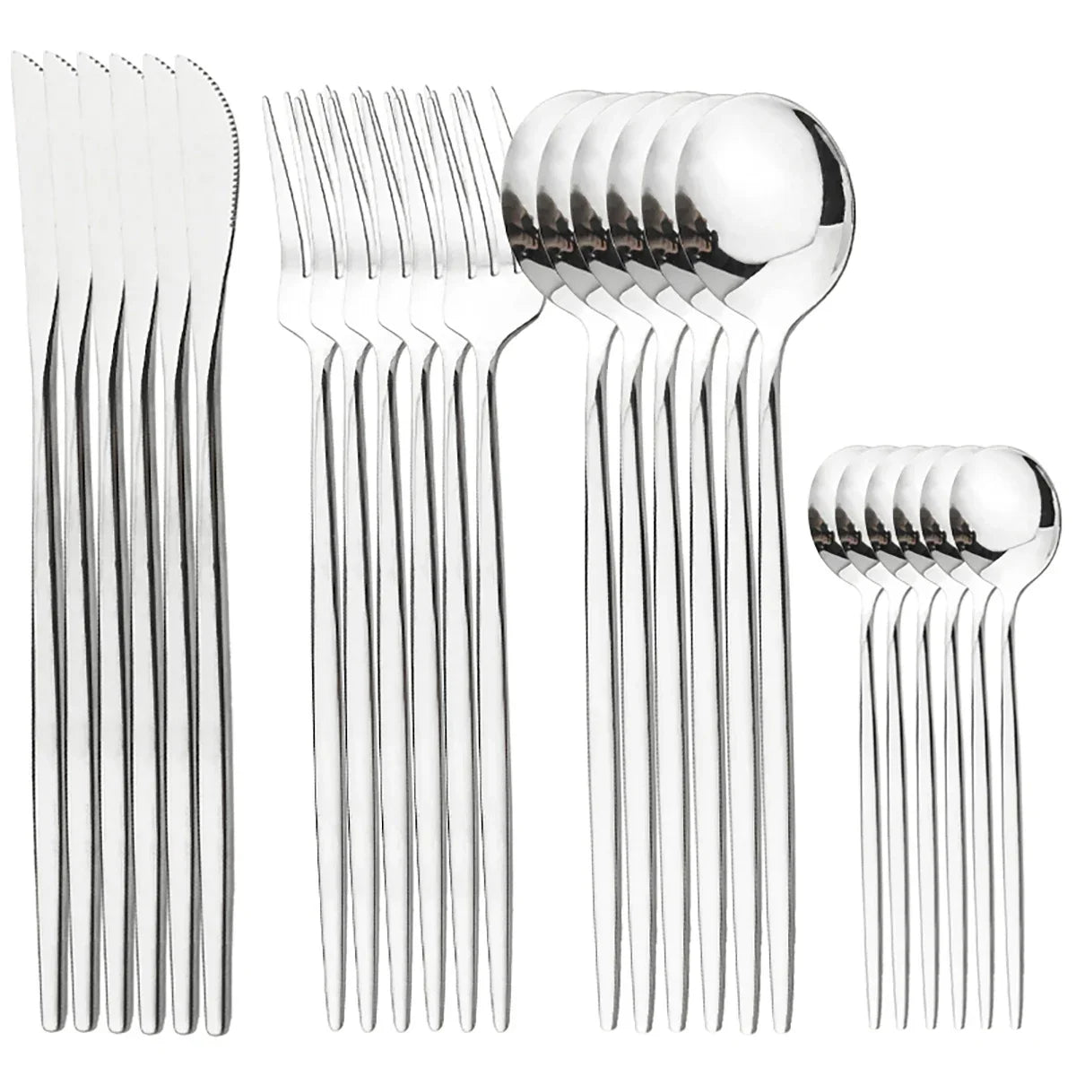 24Pcs Gold Tableware Sets Stainless Steel Cutlery Knife Tea Fork Coffee Spoon Flatware Dishwasher Safe Dinner Kitchen Dinnerware