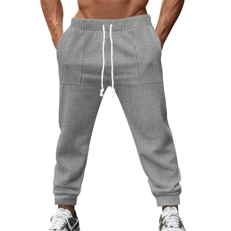 Men's Solid Color Sweatpants American Style Casual Pants Autumn Winter Home Wear Elastic Belt Soft and Comfortable Jogging Pants