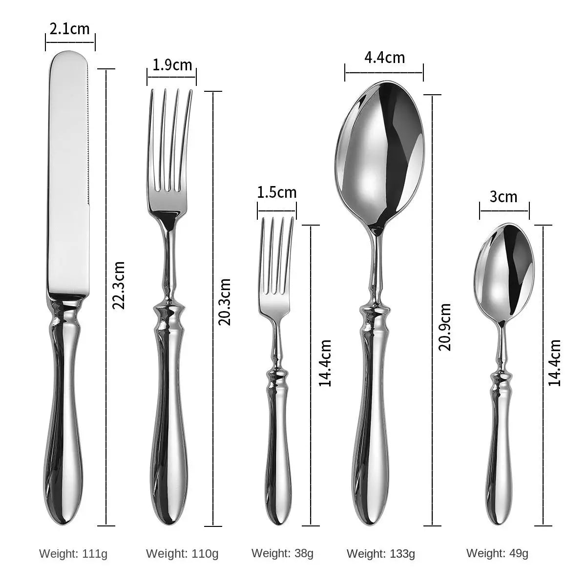 Luxury Gourd Shape Handle Stainless Steel Tableware 5 Pieces Spoons Forks Knives Elegant Cutlery Set