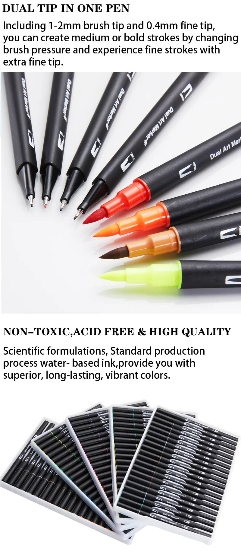 12/24/36 120 Colors Double Ends Manga Art Brush Pen Set Pencil Watercolor Art Markers Fineliner Calligraphy Pens Art Supplies